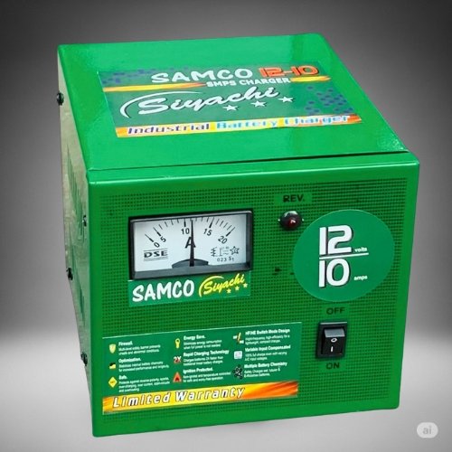 12V 10A automotive charger for car, tractor, and inverter batteries with analog display