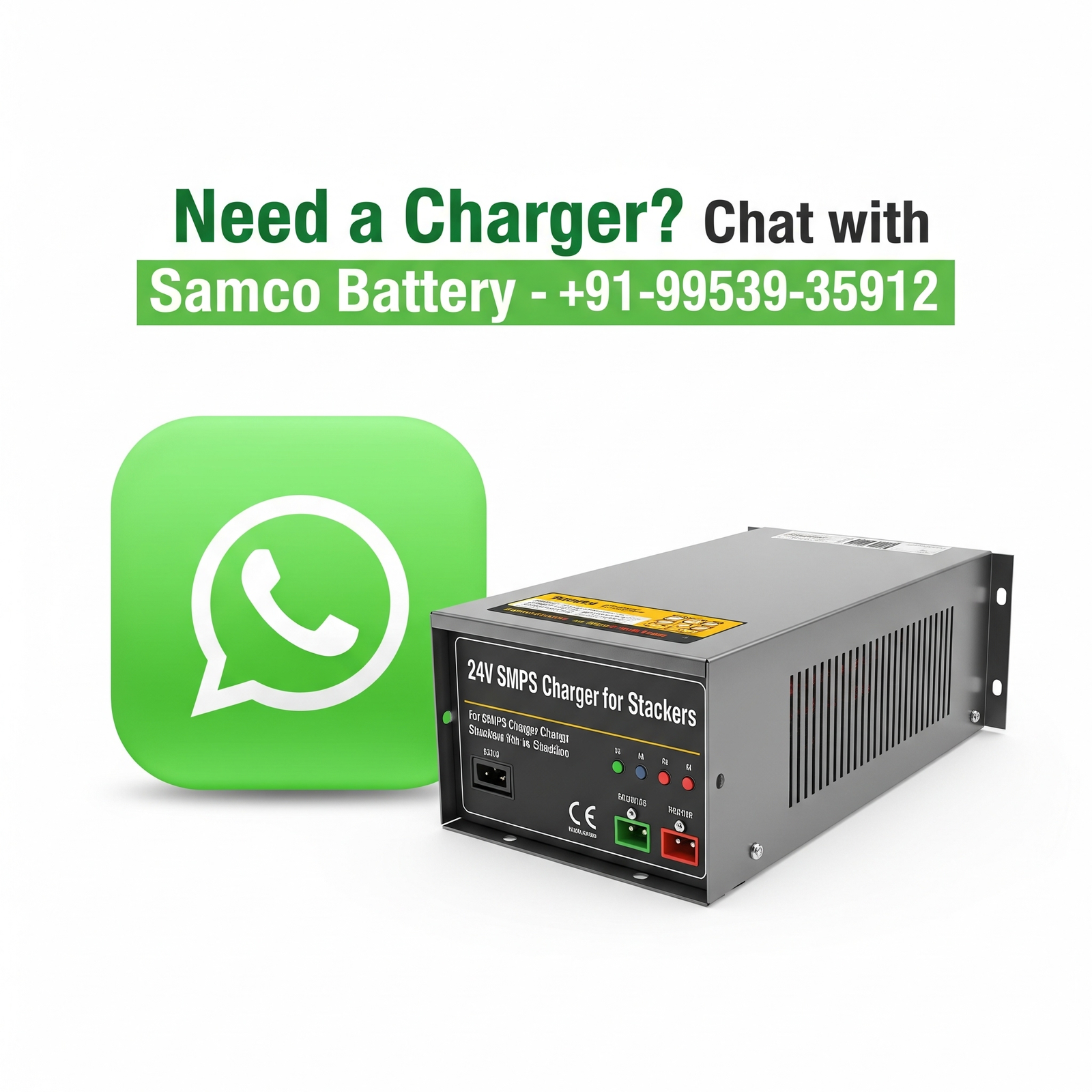 Customer using WhatsApp to order SMPS charger from Samco Battery India